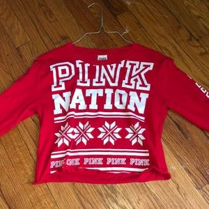 Red Victoria’s Secrets holiday shirt